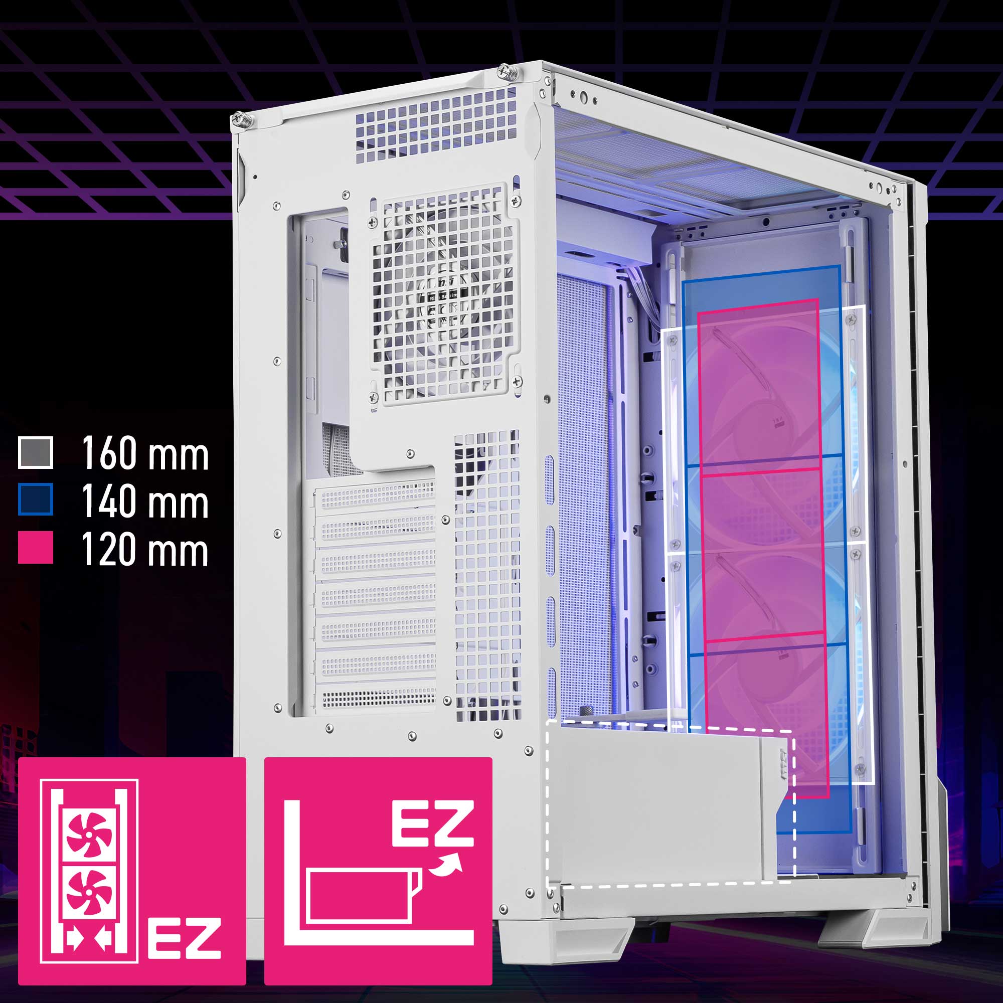 MSI MPG Velox 300R Airflow PZ White - Mid-Tower Gaming PC Case